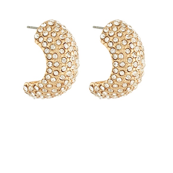 Wide Pave Crystal Hoops - Picture 1 of 1